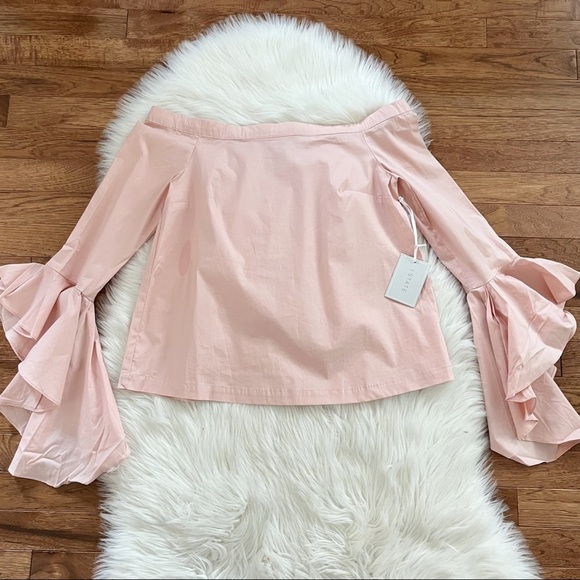 1. State Pink Off the Shoulder Ruffle Sleeve Top - Picture 1 of 3